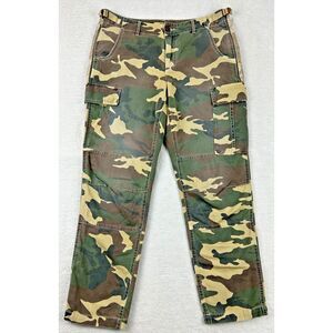 Stitchs Women S 30x27 Green Beige Camo Cargo Pant Double Knee Jean Floral Accent
